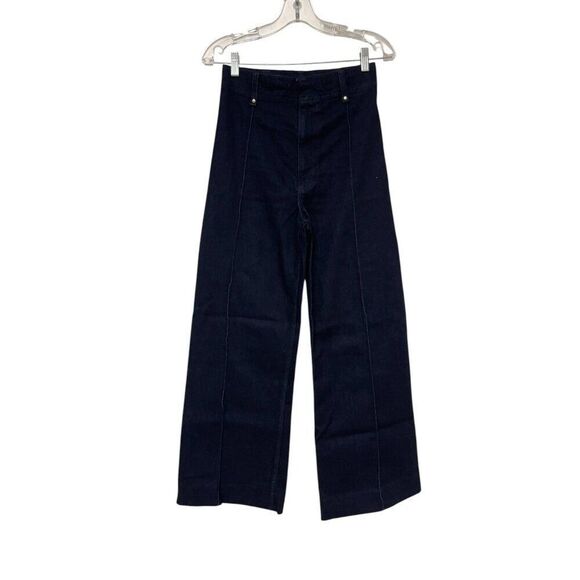 Zara Womens Jeans EU 36 US 4 Navy Blue Denim Wide Leg High Rise 8307/254 NWOT - Picture 2 of 11